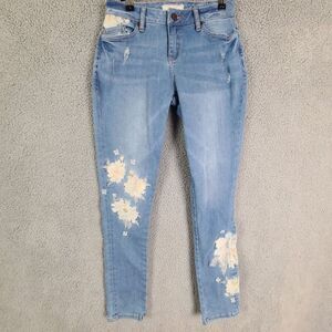 Sundance Jeans Womens 26 X 29 Blue Primrose Pants Floral Embroidered